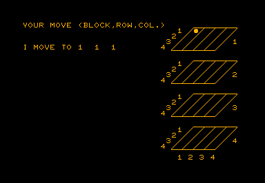 Qubic - Tic-Tac-Toe game screenshot for Commodore PET